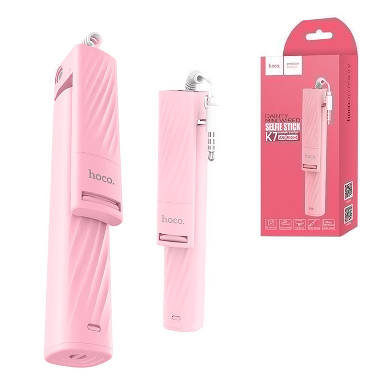 Монопод Hoco K7 Dainty Mini Wired Pink