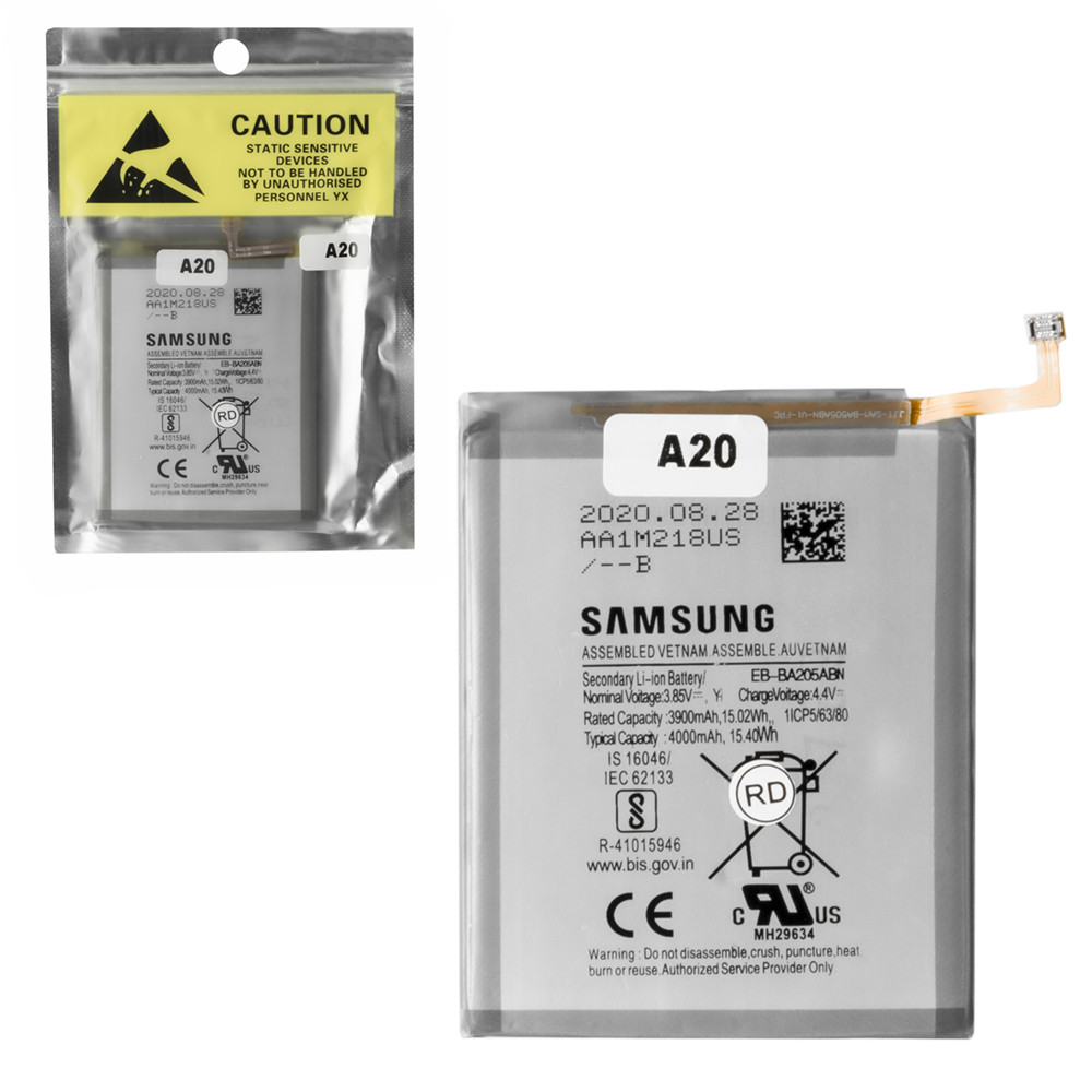 Аккумулятор Samsung Galaxy A20 EB-BA202ABU 3900mAh Caution