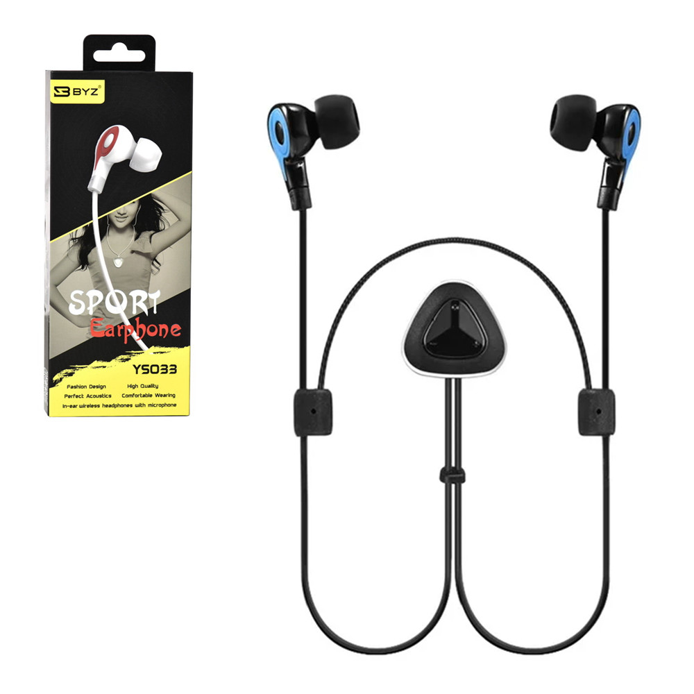 Bluetooth гарнитура BYZ YS033 Sport Earphone Black/Blue - фото 1 - id-p94937715