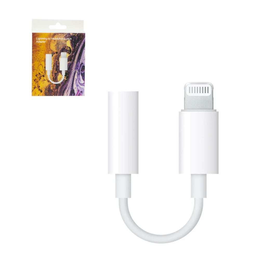 Адаптер Apple Lightning to 3,5mm, Headphone Jack Adapter, Copy, White