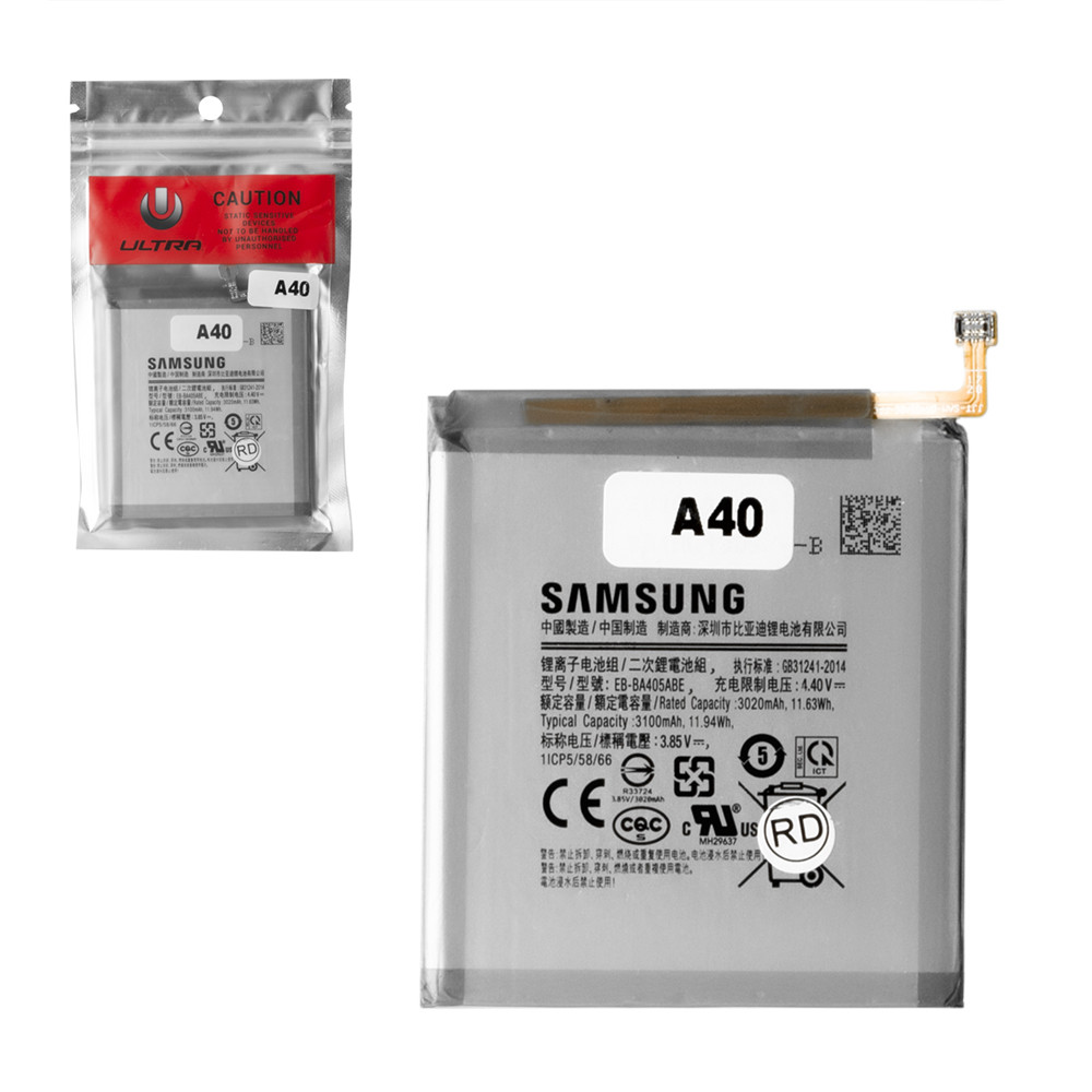 Аккумулятор Samsung Galaxy A40 EB-BA405ABE 3100mAh Caution
