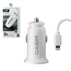 Автомобильное зарядное устройство Casim Q10 с кабелем lightning USB, 3A, 1XUSB, QC3.0, White