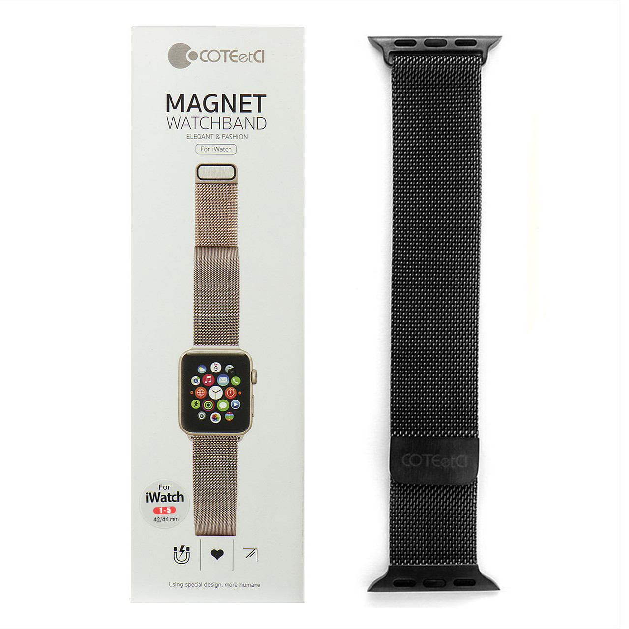 Ремешок For Apple Watch 42mm/44mm COTEetCI W6 WH5203-GC Magnet Band Black