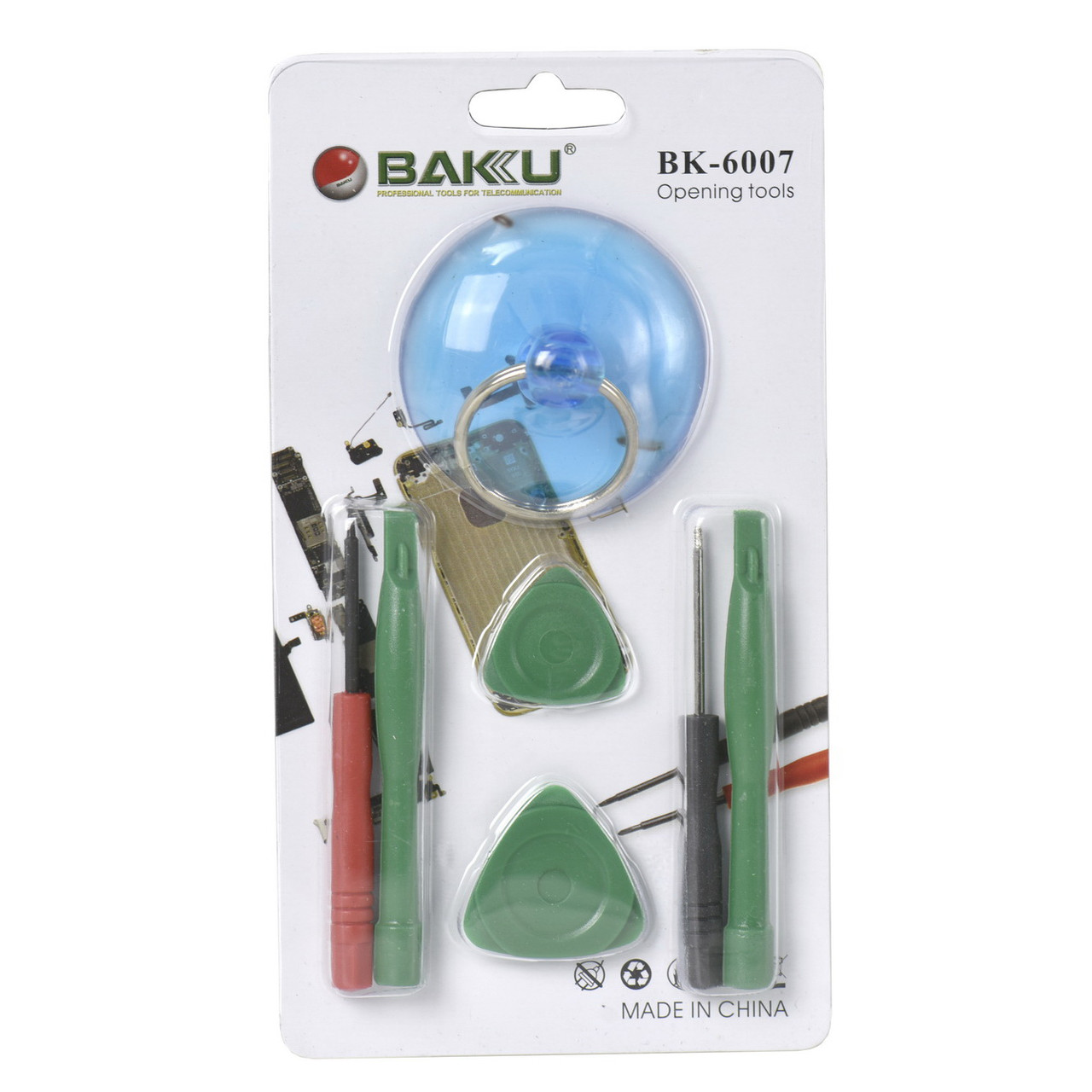 Набор инструментов Baku BK-6007-C (2 лопатки,2 отвертки,2 медиатора,присоска)