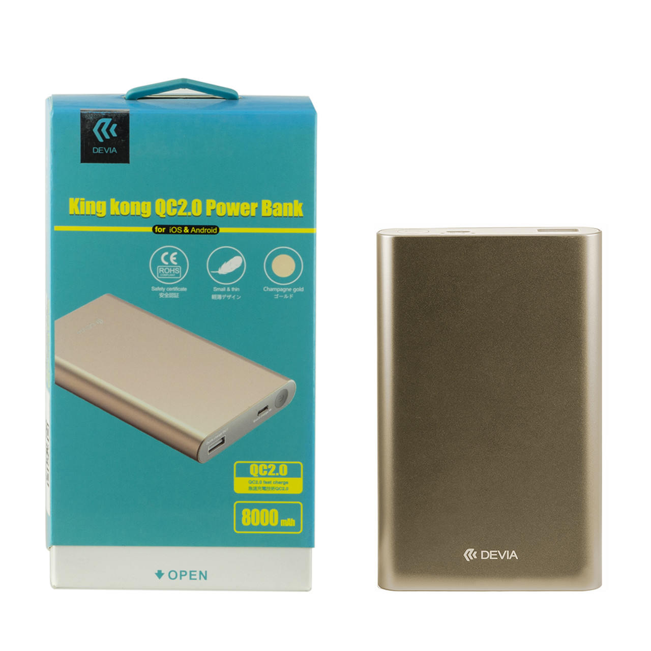 Power bank Devia King Kong 8000 mAh 1XUSB 2.1A Gold