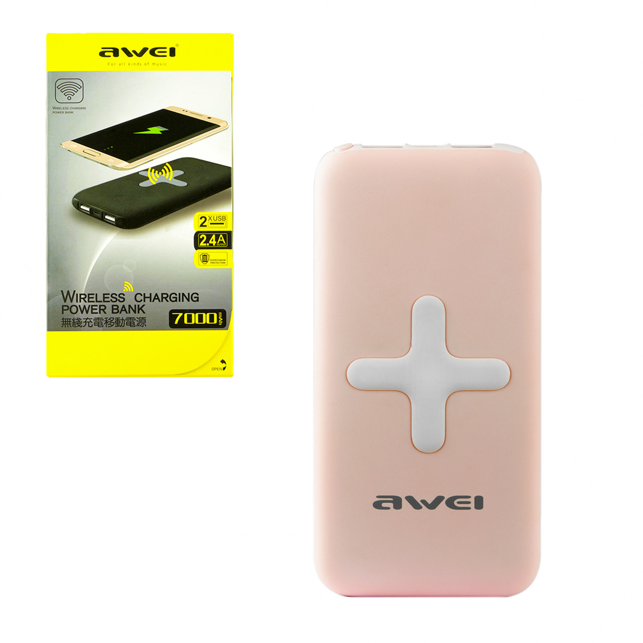 Power bank Awei PK98K 7000 mAh 2XUSB Pink