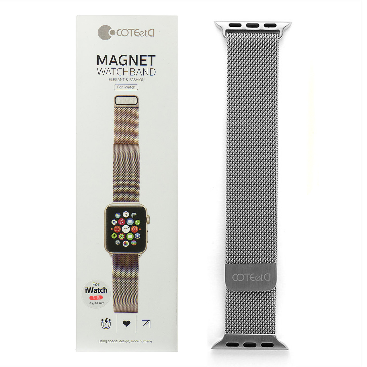 Ремешок For Apple Watch 42mm COTEetCI W6 WH5203-TS Magnet Band Silver
