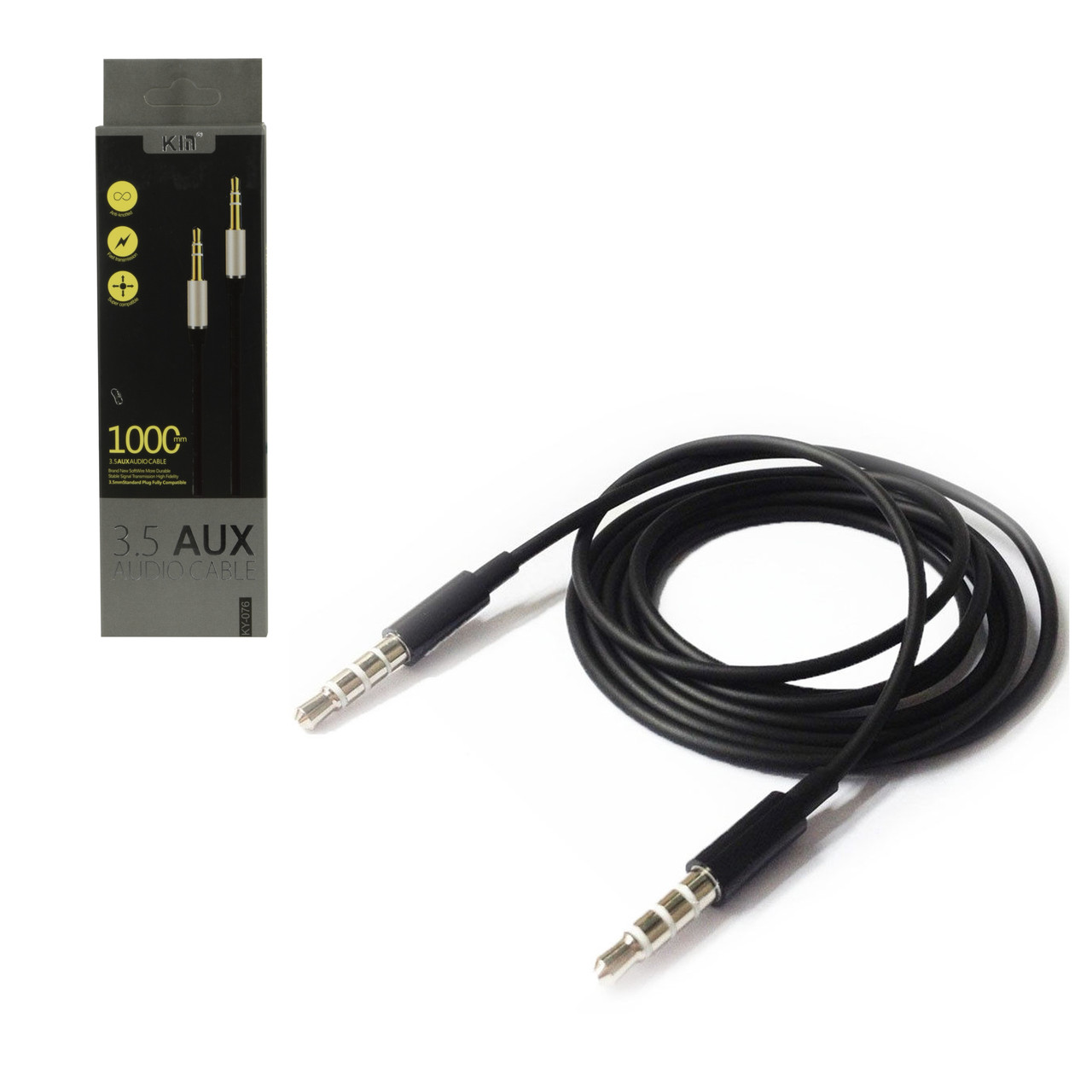 Кабель AUX 3.5 Kin KY-X076, 1m, Black