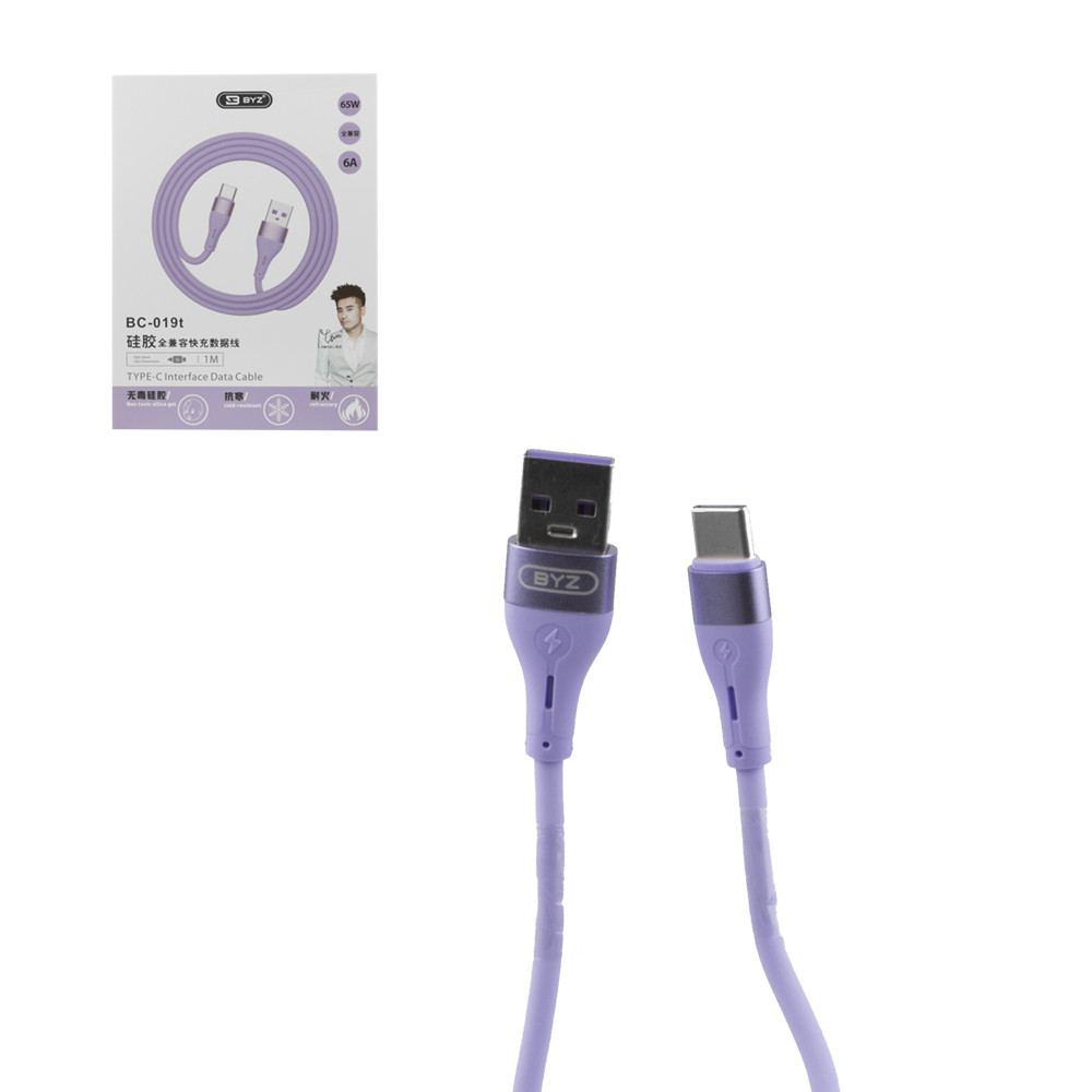 Кабель Type-C BYZ BC-009t, 1m, Purple