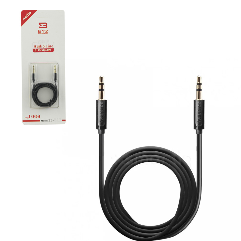 Кабель AUX 3.5 BYZ BL-613, 1m, Black