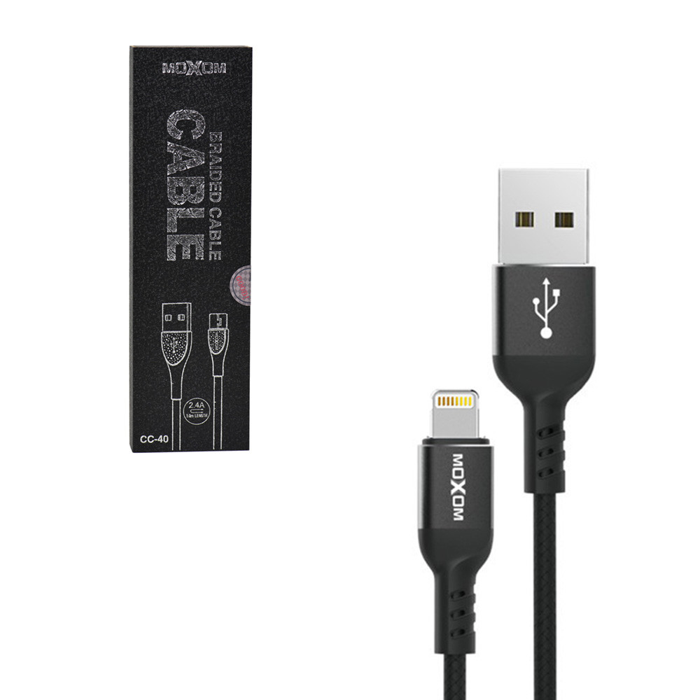 Кабель Apple lightning Moxom CC-40 2.4A 1m Black