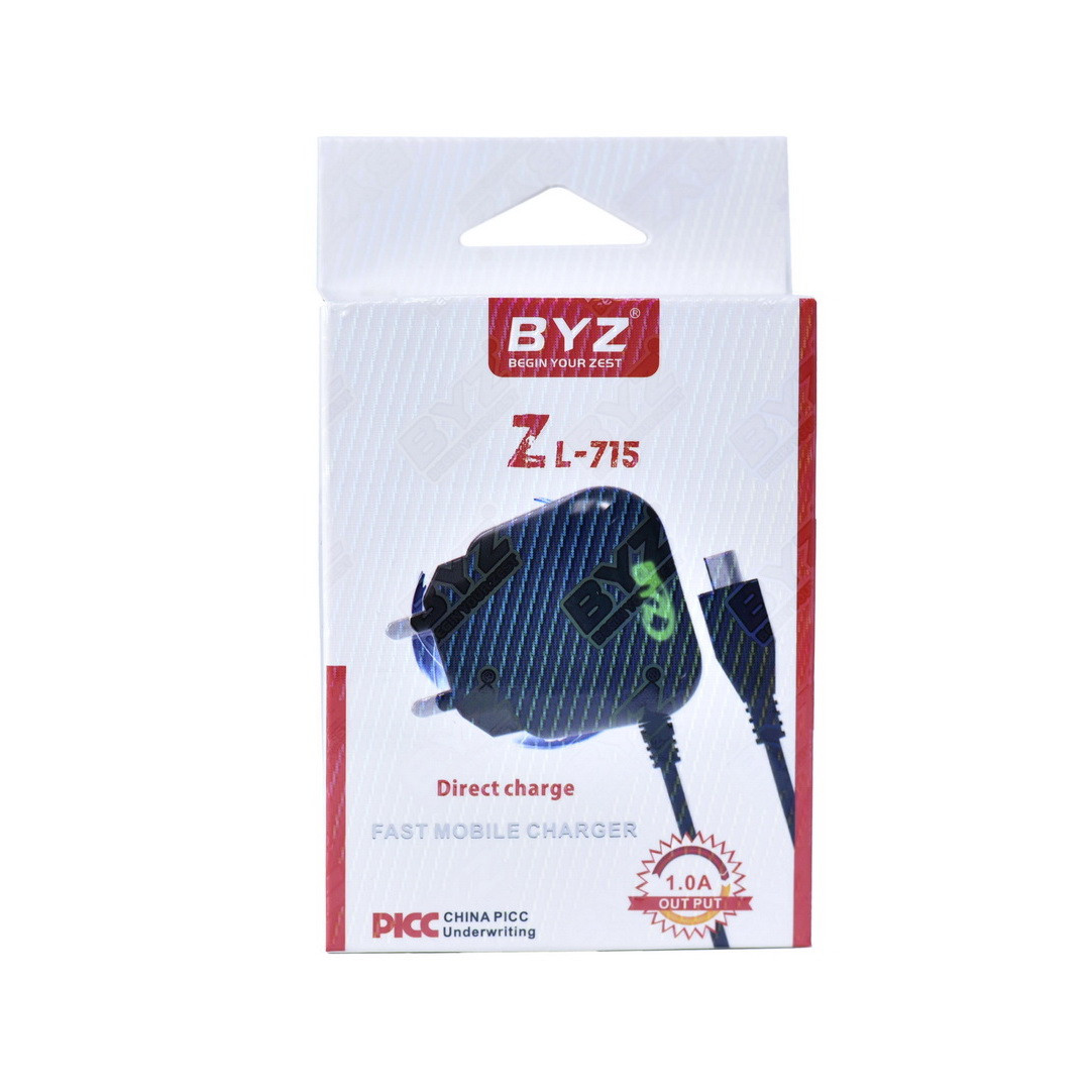 Сетевое зарядное устройство BYZ Zl-715 5V-1A micro Usb Black BOX