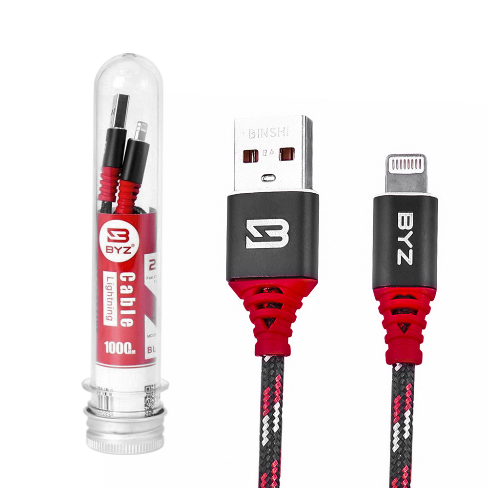 Кабель Apple lightning BYZ BL-690i 2.4A 1m Black/Red/Silver