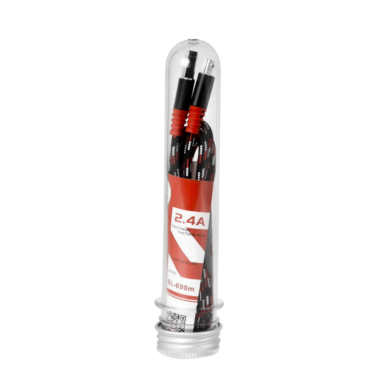 Кабель Micro USB BYZ BL-690m 2.4A 1m Black/Red/Silver
