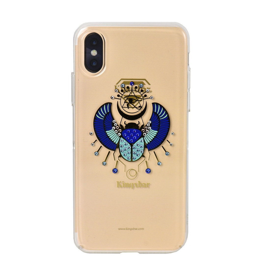 Чехол для Apple iPhone X back cover Kingxbar Blue Beetle Swarovski elements Plastic clear