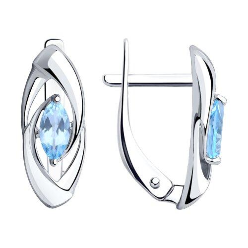 Серьги DIAMANT ( SOKOLOV ) из черненного серебра, топаз, с английским замком 94-320-00549-1