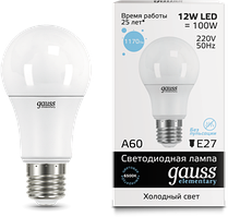 Лампа Gauss Elementary A60 12W 1170lm 6500K E27 LED 1/10/50