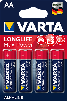 Батарейки Varta AA (LR6/MN1500), Longlife Max power, alkaline, комплект - 4 штуки, [4706-4]