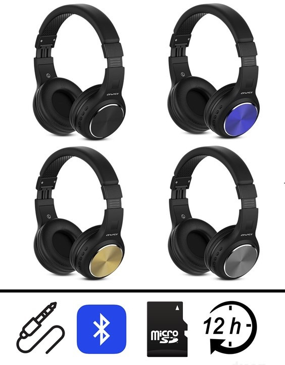 Беспроводные Bluetooth наушники + гарнитура + MP3 плеер со съемным AUX кабелем, Awei A600BL - фото 1 - id-p94958734