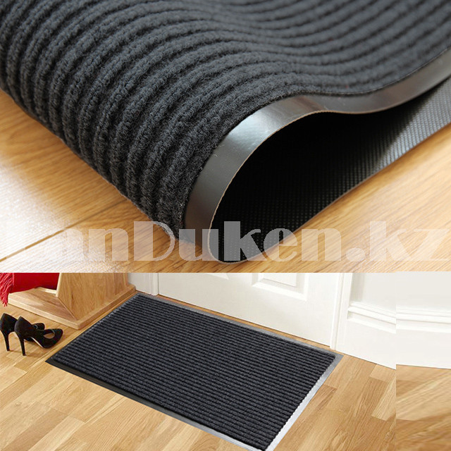 Грязезащитный придверный коврик на резиновой основе 80х50 см серый ...