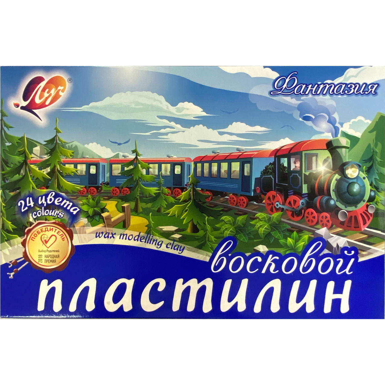 Пластилин мягкий восковой Луч Фантазия, 24 цвета