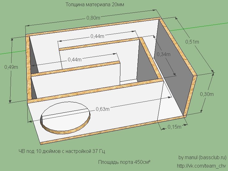 Короб для сабвуфера 10 ЧВ