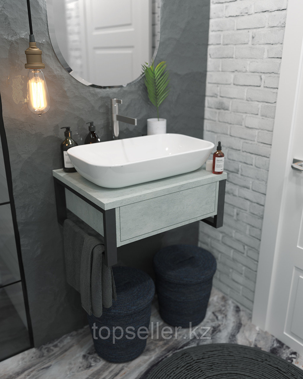 Тумба GRUNGE LOFT 60 1 в.я. Бетон светлый