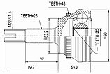 TO-098A48, ШРУС (граната) наружняя TOYOTA AVENSIS 2003, COROLLA 2002, HDK, MADE IN JAPAN, 25T*58*26T, ABS: 48T, фото 2