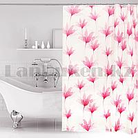 Водонепроницаемая гелевая шторка для ванной OUMEIYA для душа 180х180 см с розовыми цветами прозрачная