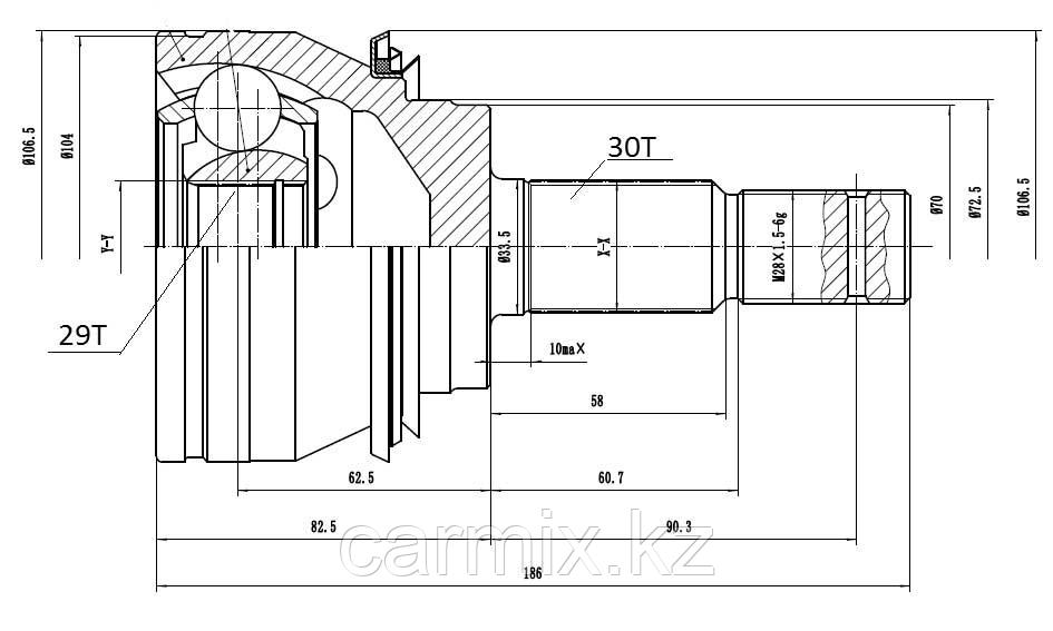 0110-GRN245, 43430-0K070, ШРУС (граната) внешний TOYOTA HILUX 2015, TACOMA GRN245, 29T*70*30T - фото 2 - id-p95075691