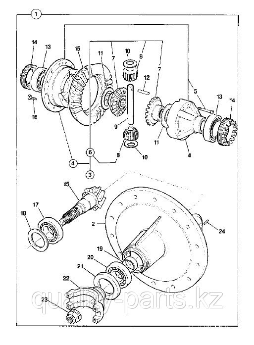 Дифференциал заднего и переднего моста на экскаватор-погрузчик Hidromek 102B, 102S.