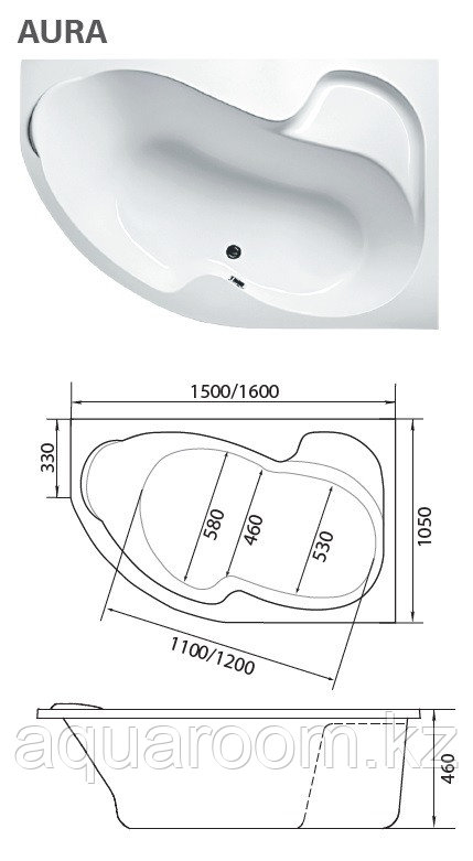 Ванна Marka One AURA 150x105 L - фото 3 - id-p95131325