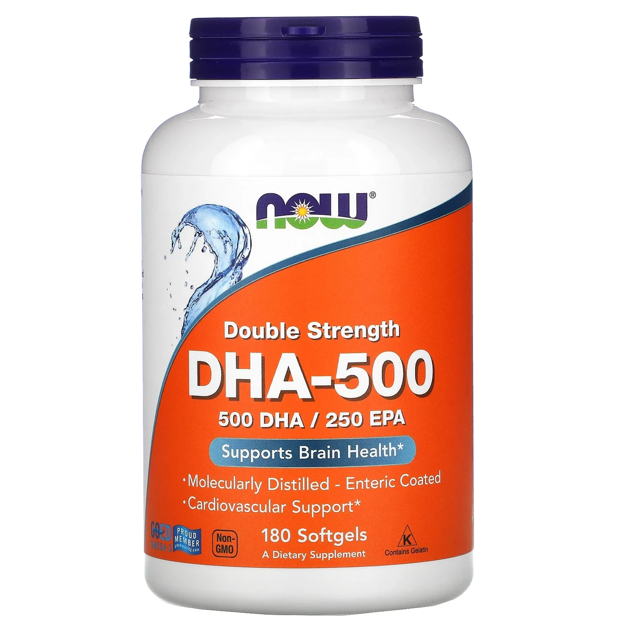 БАД Now Double Strength DHA-500, двойная сила, 180 капсул