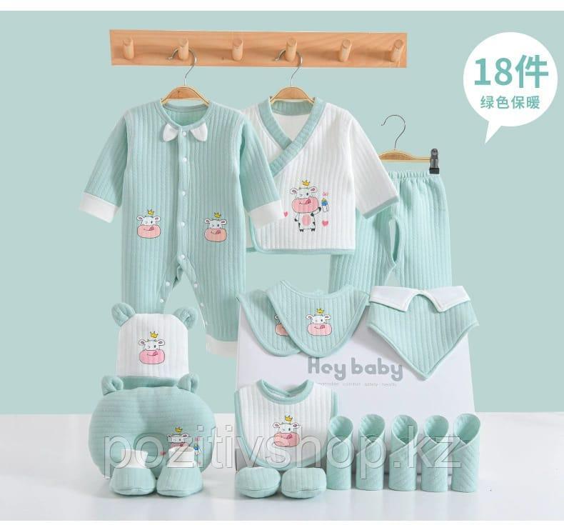 Комплект для новорожденных Hoy Baby 18 предмета зеленый. Купить в Алматы -  pozitivshop.kz