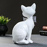 Фигура "Кот с бантом сидит" белый, 23х15см, фото 3