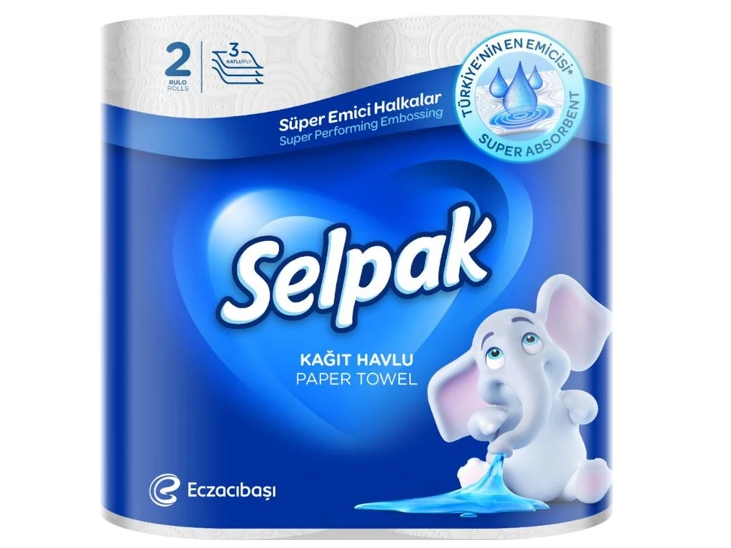 Полотенца бумажные Selpak с рисунком, 3-х слойные, 2 рулона в упаковке