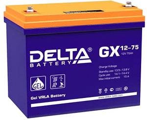 Аккумулятор Delta GX 12-75 (12В, 75Ач), фото 2