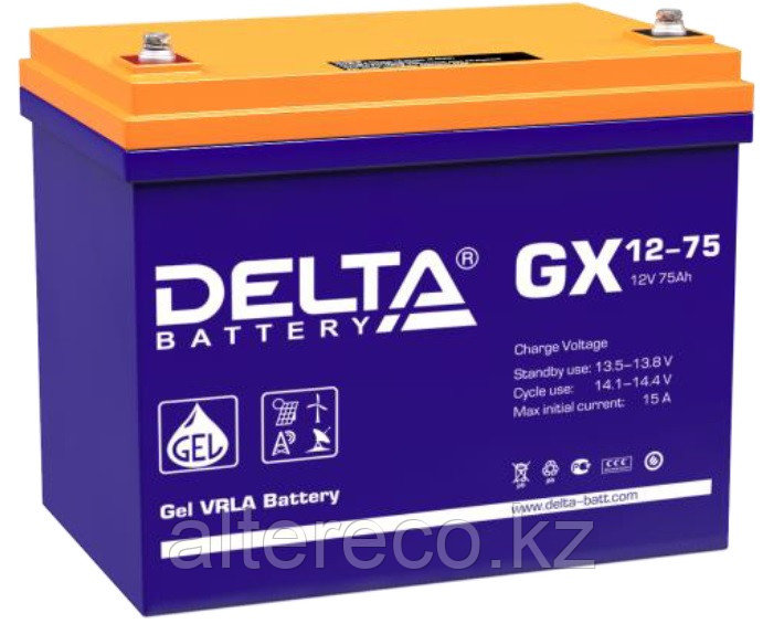 Аккумулятор Delta GX 12-75 (12В, 75Ач) - фото 1 - id-p95228408