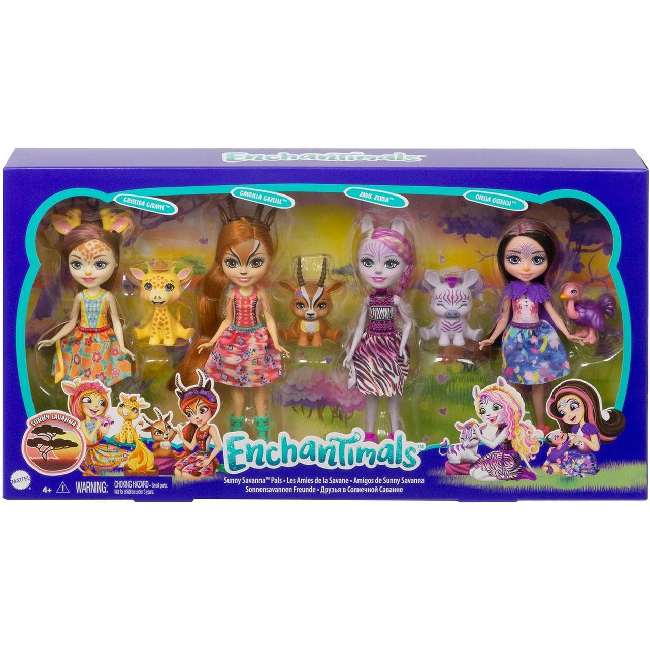 Enchantimals Набор из 4 кукол Друзья в Солнечной Саванне, Энчантималс