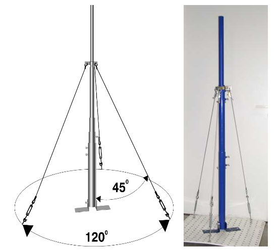 Вольностоящая мачта стальная (горячего оцинкования)    H=3500 mm, цельная, утяжитель 27150, (Ø 0,71 m) – 6,5 кг / 41,5 кг    