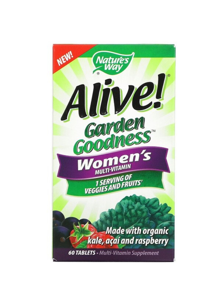 NATURES WAY Alive! Garden Goodness, мультивитамин для женщин, 60 таблеток - фото 1 - id-p95229236