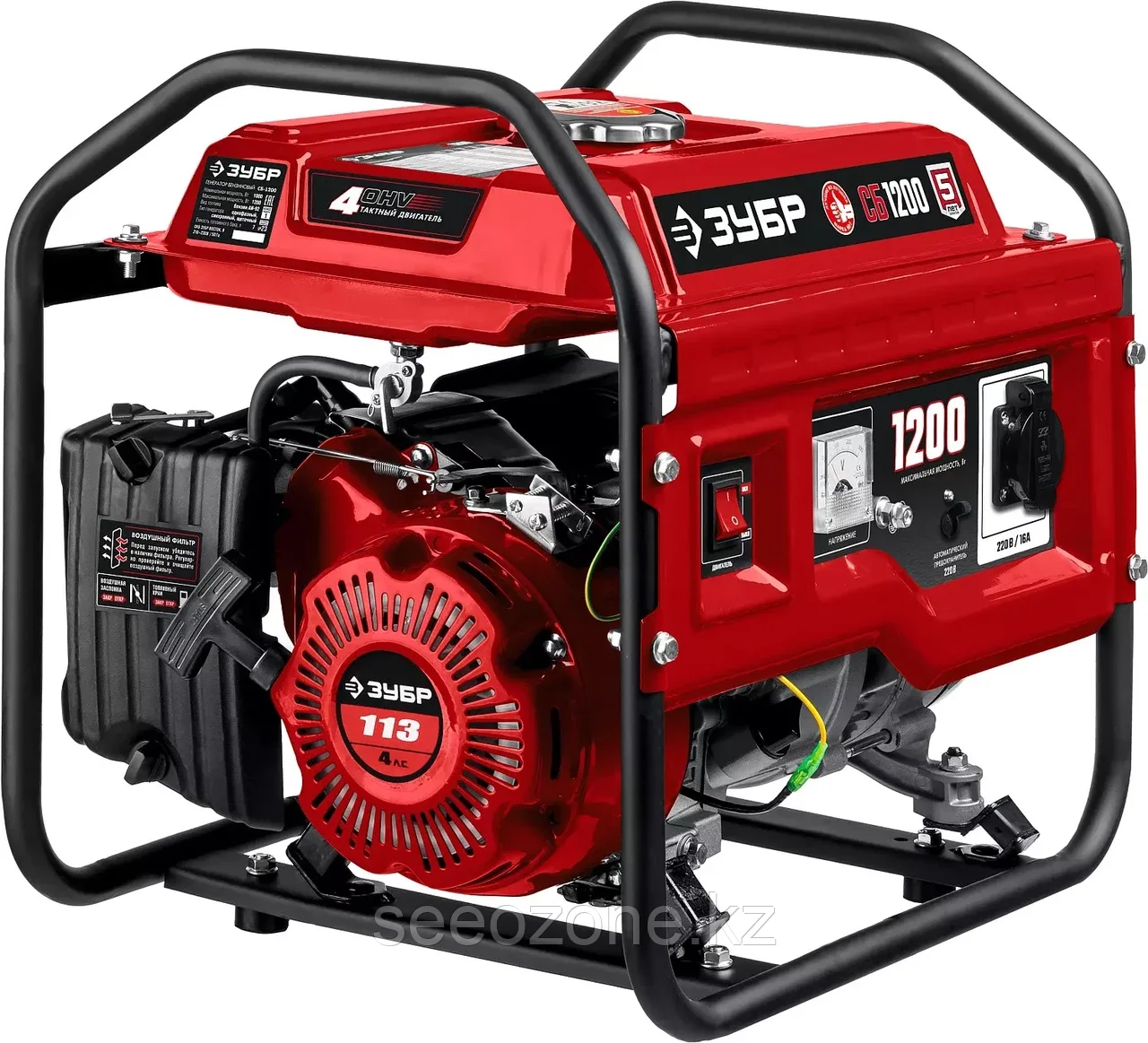 Бензиновый генератор ЗУБР 1.2 кВт, однофазный, синхронный, щеточный, серия "Мастер" (СБ-1200)