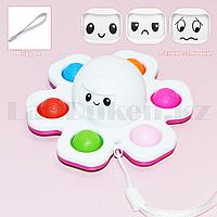 Сенсорная игрушка антистресс спинер с пузырьками Simple Dimple (Симпл Димпл) на шнурке осьминог с эмоциями