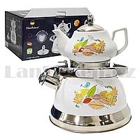 Набор чайный двойной чайник для кипячения воды со свистком и заварочный чайник с ситом Haus roland А-746T