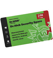 Антивирус Dr.Web Security Space, подписка на 1 год на 2 ПК, карточка