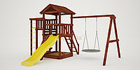 Детская площадка "Савушка Мастер" - 3 с качелями "Гнездо" 1 метр (крашенный)