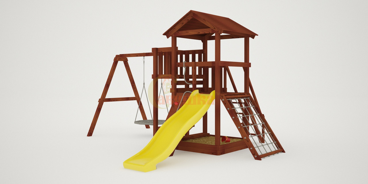 Детская площадка "Савушка Мастер" - 2 с качелями "Гнездо" 1 метр (покрашенный) - фото 5 - id-p95242724