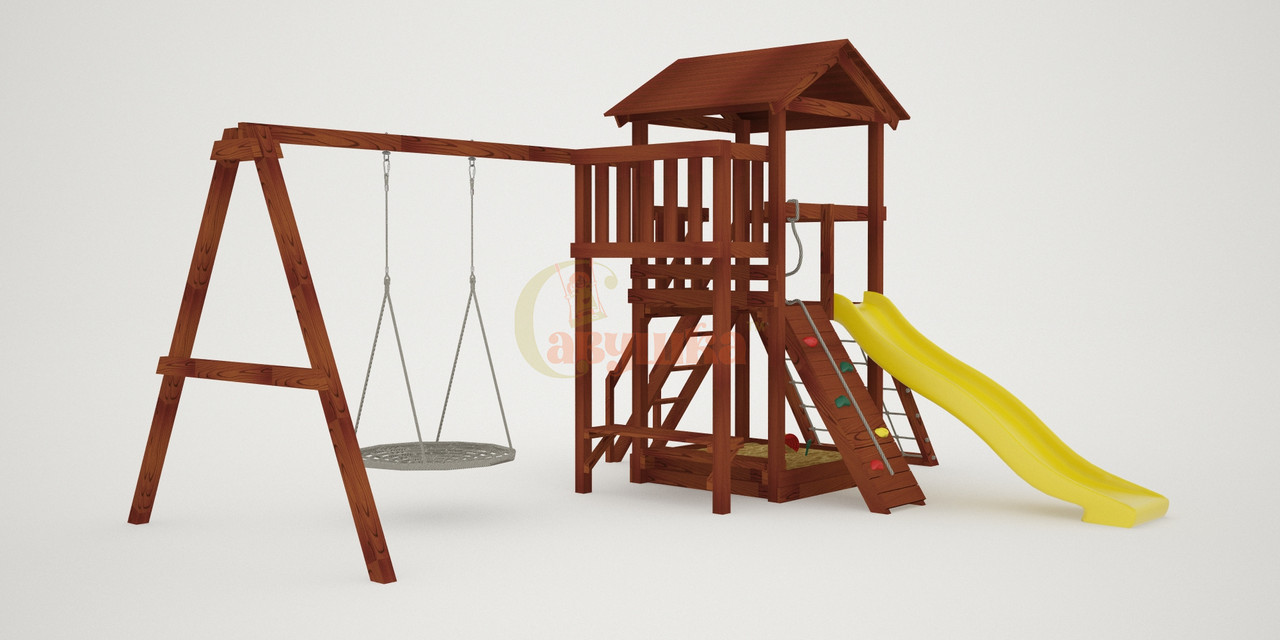 Детская площадка "Савушка Мастер" - 2 с качелями "Гнездо" 1 метр (покрашенный) - фото 6 - id-p95242724