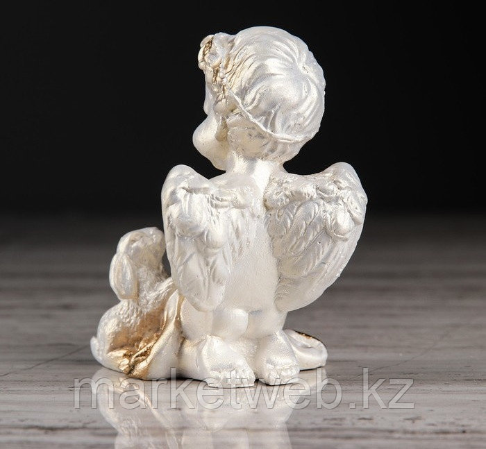 Статуэтка Ангел с зайчиком перламутр с золотом, 9 см - фото 4 - id-p95248631