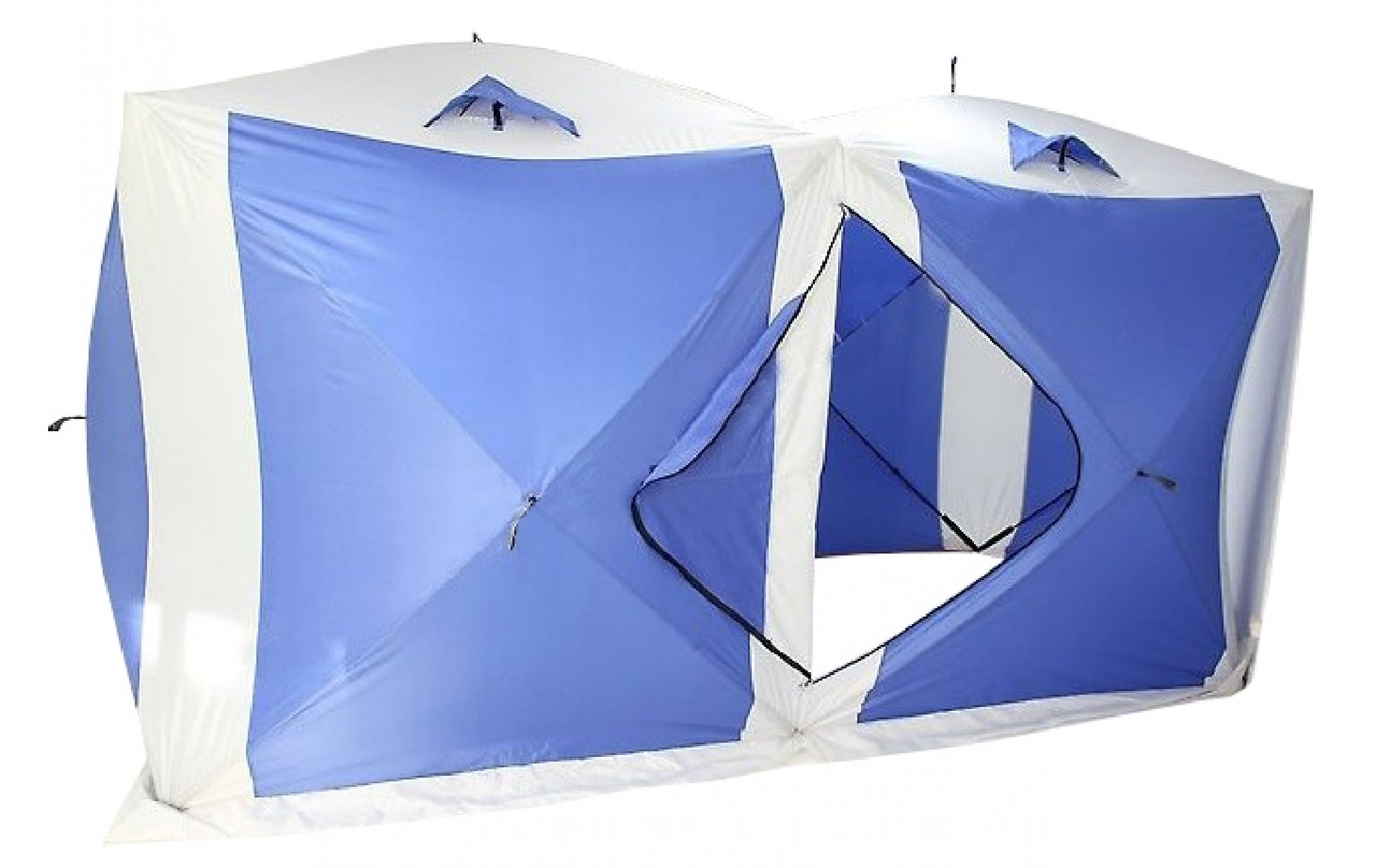 Палатка зимняя TRAVEL TOP, CT-1621, двойной куб, однослойный, цвет бело-синий, 200*400*215 - фото 1 - id-p95249004